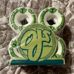 White and Green Skateboard Wheels